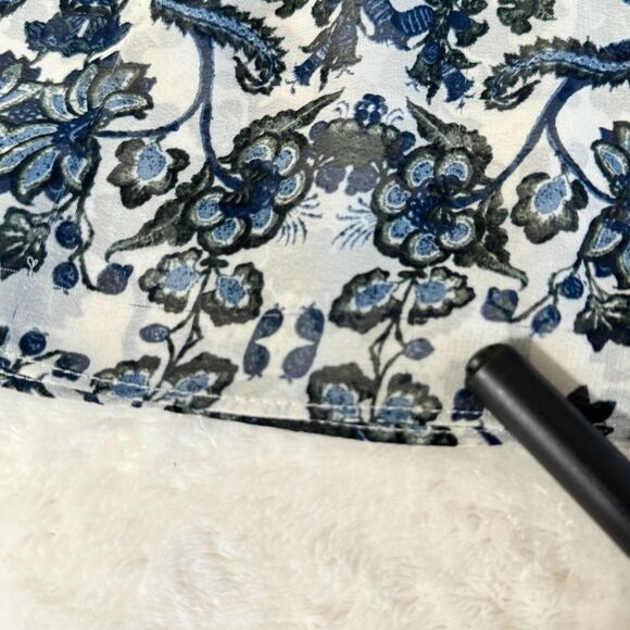 Zac & Rachel Peasant Top Womens L Blue Floral Long Sleeve Boho Festival Peasant - Picture 9 of 16